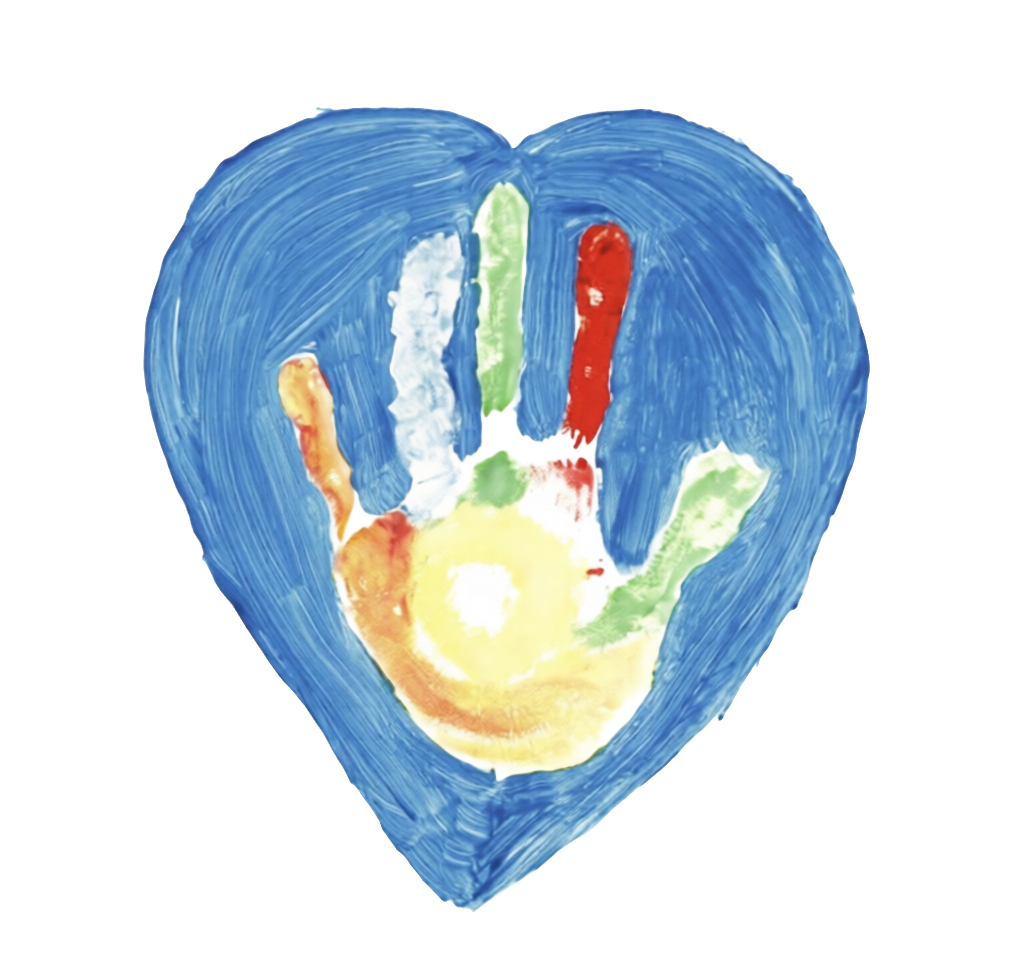 heart painted inside blue hand