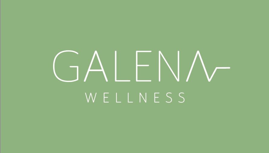 Galena Wellness logo green background with white font